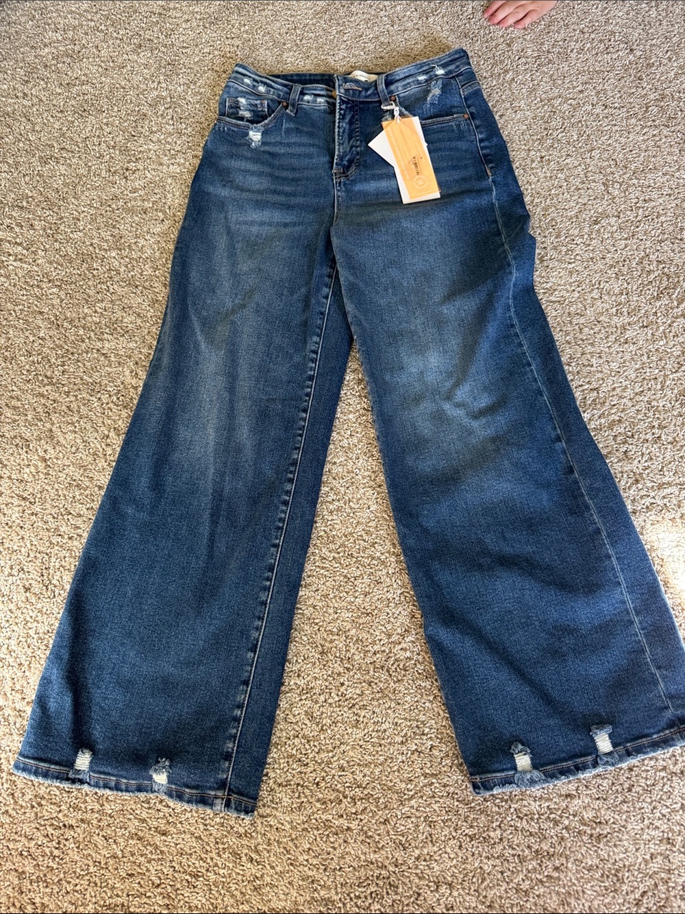 NWT RISEN Tummy Control High Rise Crop Wide Leg Jeans rdp5936